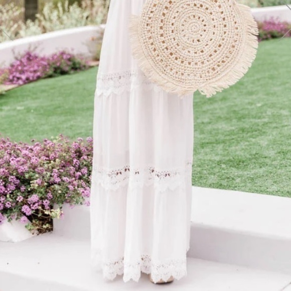 NWOT Pink Lily white smocked lace maxi small, never worn - Picture 14 of 14